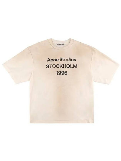 CL0196 DUSTY WHITE Stockholm logo print short sleeve t shirt - ACNE STUDIOS - BALAAN 2