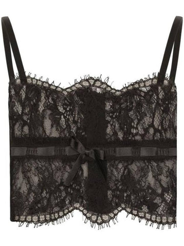 Lace Lingerie Sleeveless Top Black - DOLCE&GABBANA - BALAAN 1