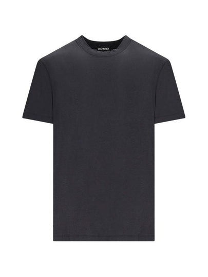 Men's Lyocell Round Neck Cotton Short Sleeve T-Shirt Black - TOM FORD - BALAAN 2