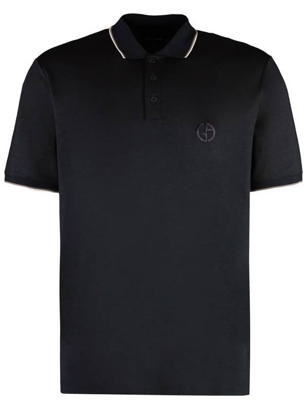 Giorgio Armani Short Sleeve Cotton Blend Polo Shirt - GIORGIO ARMANI - BALAAN 1