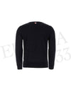 Intarsia Stitch Crew Neck Merino Wool Knit Top Navy - THOM BROWNE - BALAAN 3