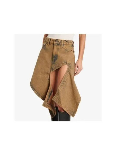 Y PROJECT Cutout Denim Mini Skirt 107SK002 DUSTY BEIGE - Y/PROJECT - BALAAN 2