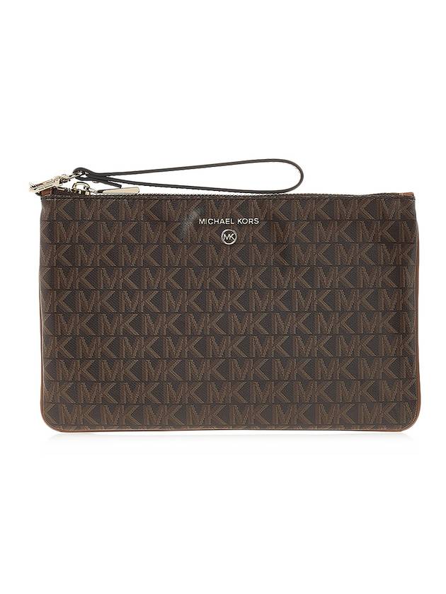 Jet Set Monogram Leather Clutch Bag Brown - MICHAEL KORS - BALAAN 2