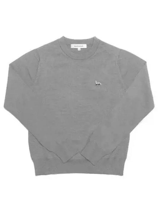 Women's Baby Fox Patch Regular Knit Top Medium Grey Melange - MAISON KITSUNE - BALAAN 2