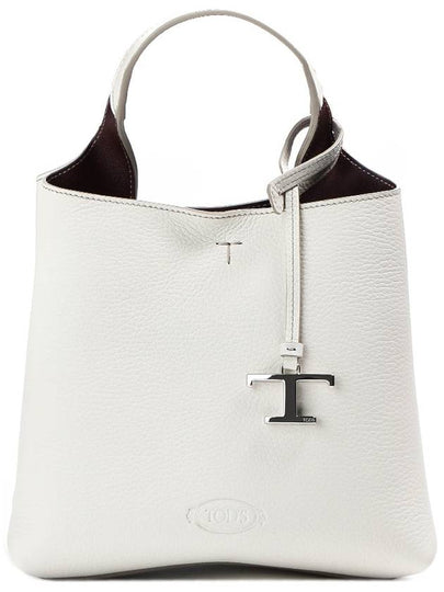 Logo Mini Leather Tote Bag White - TOD'S - BALAAN 2