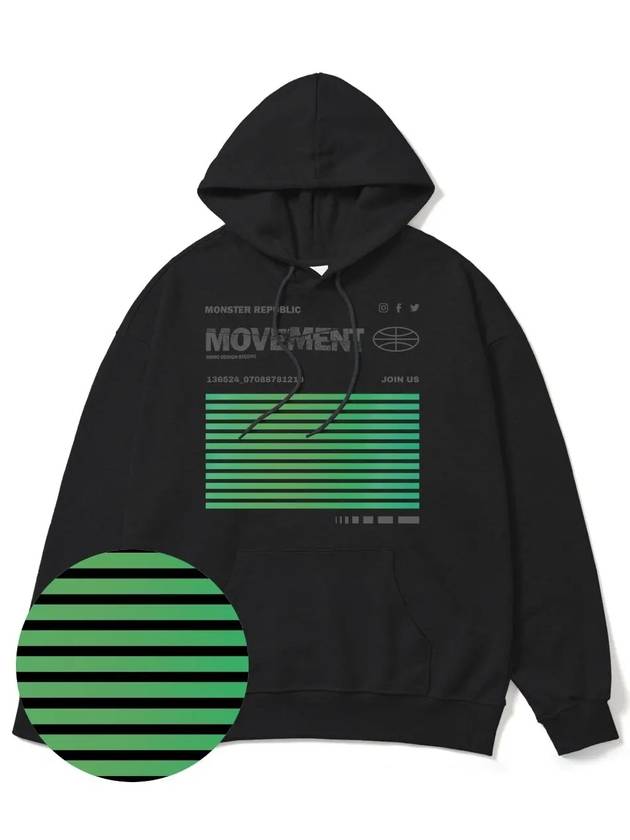 Social Stance Green Overfit Hoodie Black - MONSTER REPUBLIC - BALAAN 1