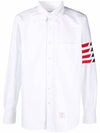 Men's Oxford 4-Bar Arm Band Long Sleeve Shirt White - THOM BROWNE - BALAAN 1