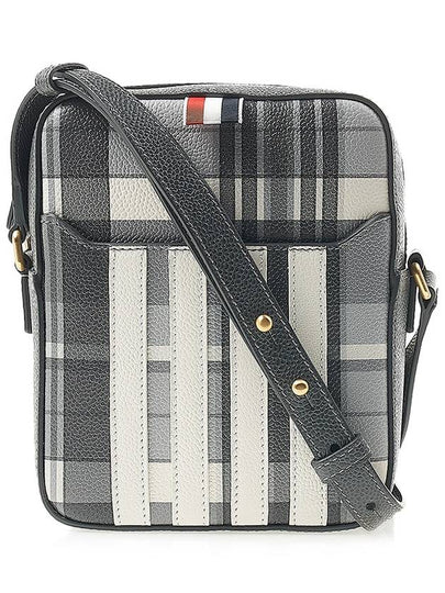 Madras 4-Bar Vertical Pepple Grain Leather Cross Bag Grey - THOM BROWNE - BALAAN 2