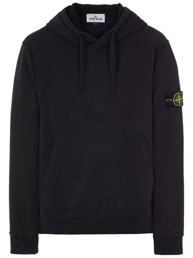 Wappen Patch Cotton Fleece Hoodie Black - STONE ISLAND - BALAAN 2