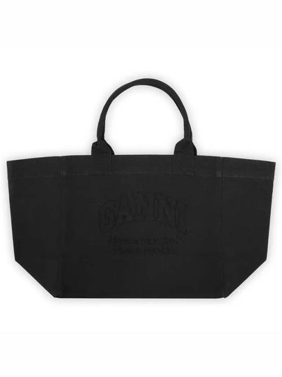 Embroidered Logo Oversized Canvas Tote Bag Black - GANNI - BALAAN 2