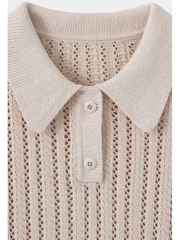 Cotton Pique Polo Crop Knit Ivory - NOIRER FOR WOMEN - BALAAN 10