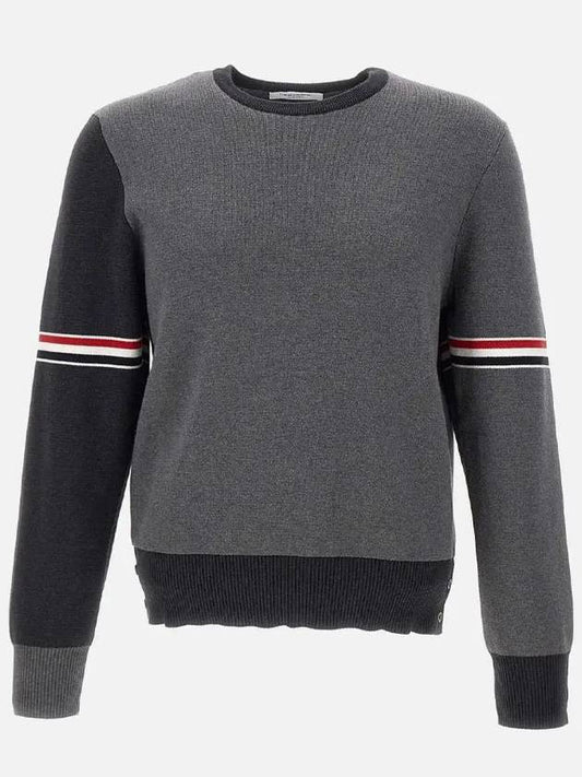 RWB Striped Crew Neck Knit Top Grey - THOM BROWNE - BALAAN 2