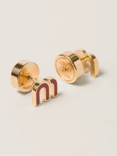 logo enamel metal earring red - MIU MIU - BALAAN 2