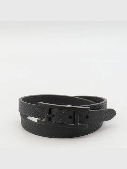 Black leather Behapi Double Tour bracelet - HERMES - BALAAN 2