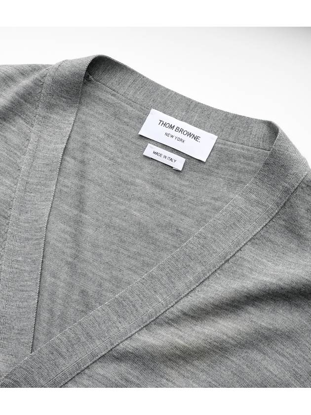 Men's Sustainable Classic Diagonal Wool Cardigan Pale Grey - THOM BROWNE - BALAAN 4