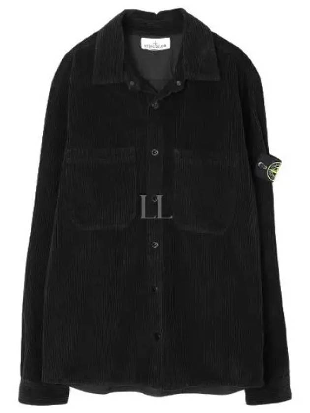 Cotton Corduroy 400 TC Over Long Sleeve Shirt  Black - STONE ISLAND - BALAAN 2