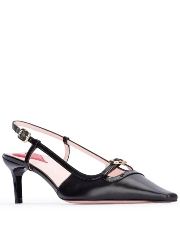 Viv' Canard Metal Mini Buckle Slingback Heel Black - ROGER VIVIER - BALAAN 3