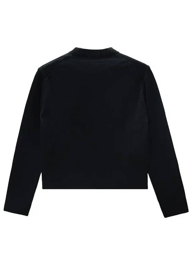 Heart Logo Wool Knit Top Black - AMI - BALAAN 6