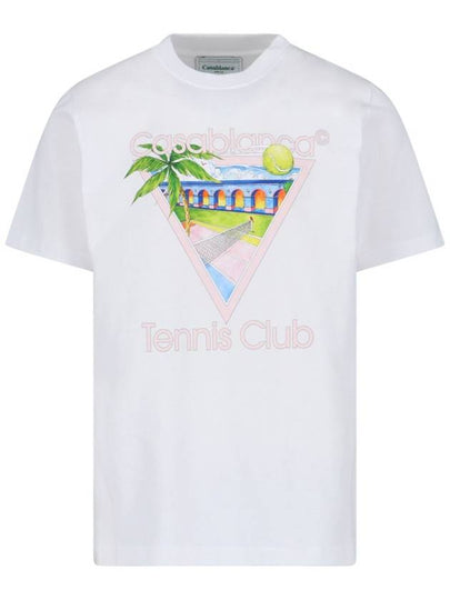 Tennis Club Logo Short Sleeve T Shirt White - CASABLANCA - BALAAN 2