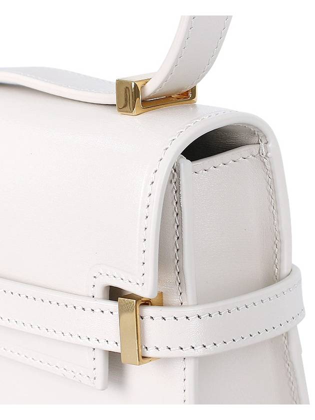 Manhattan Mini Embossed Gold-Tone Logo Leather Cross Bag Blanc Vintage - SAINT LAURENT - BALAAN 11