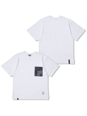 Square Camouflage Pocket Oversized Short Sleeves T Shirts White - STIGMA - BALAAN 1