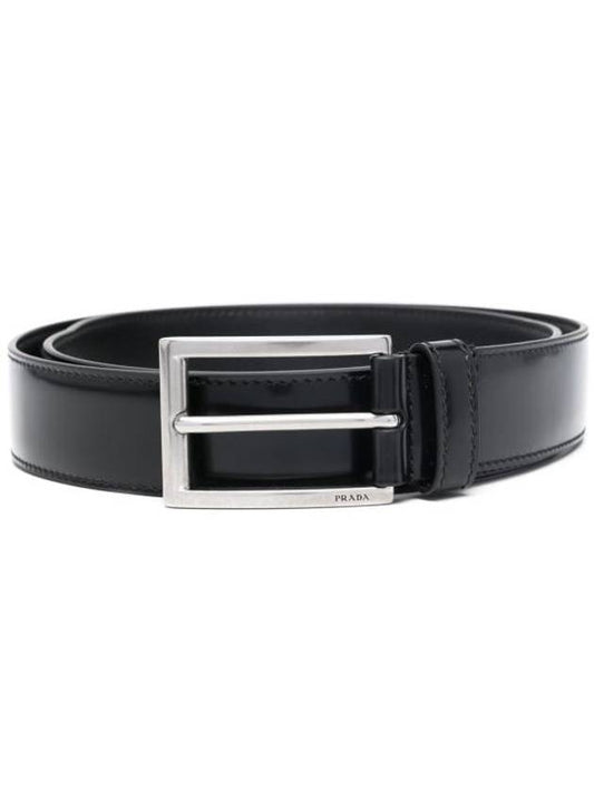 Men's Leather Belt Black - PRADA - BALAAN 1