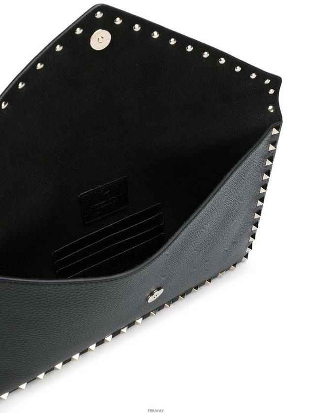 Rockstud Envelope Pouch Clutch Bag Black - VALENTINO - BALAAN 7