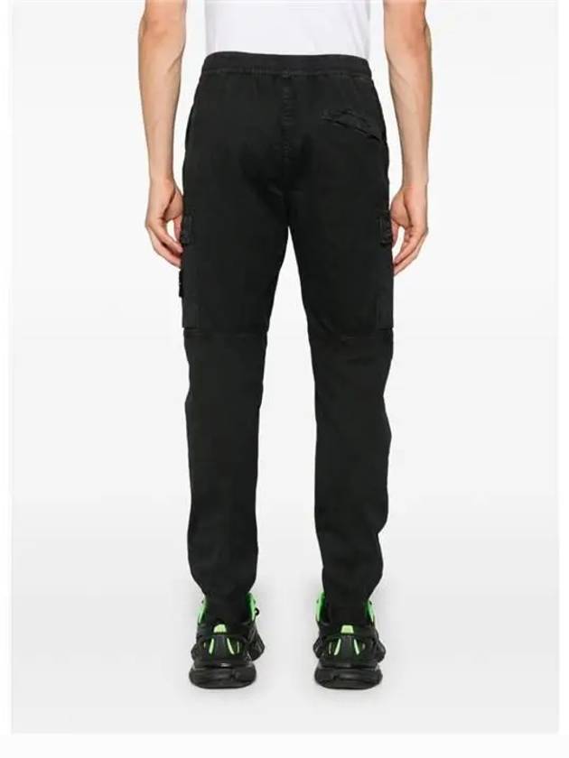 Stretch Cotton Cargo Straight Pants Black - STONE ISLAND - BALAAN 3