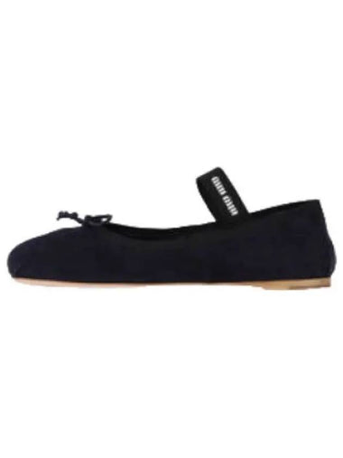 suede ballerina flat shoes navy - MIU MIU - BALAAN 1