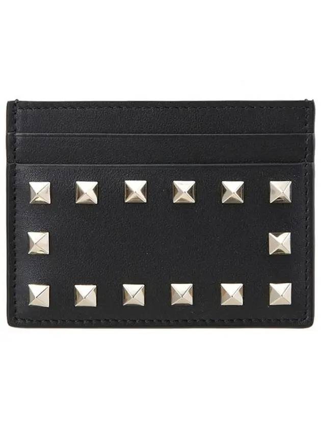 Rockstud Card Wallet Black - VALENTINO - BALAAN 1