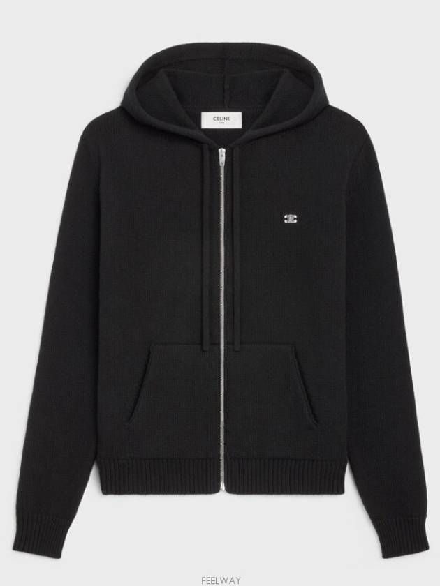 Triomphe Wool Zip-Up Hoodie Black - CELINE - BALAAN 2