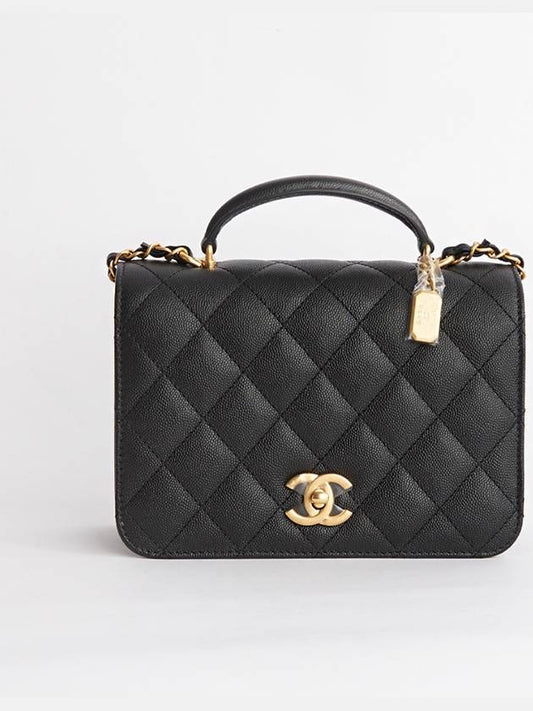 Women's Top Handle Mini Chain Caviar Cross Bag Black - CHANEL - BALAAN 2