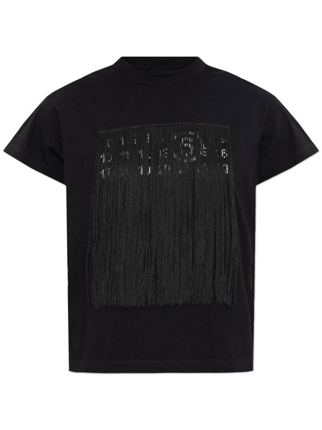 MM6 Maison Margiela Fringe T-shirt, Women's, Black - MAISON MARGIELA - BALAAN 1