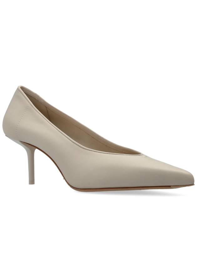 Max Mara Leather Heeled Shoes, Women's, Cream - MAX MARA - BALAAN 4