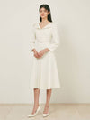 Women's Victoria Tweed Flared Midi Dress Ivory - AME - BALAAN 6