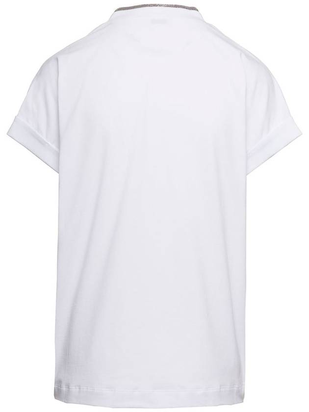 Monilli V-Neck Short Sleeve T-Shirt White - BRUNELLO CUCINELLI - BALAAN 3