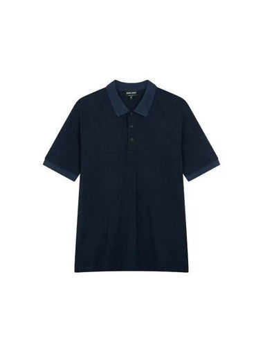 Men s zigzag pattern raglan polo shirt navy 270150 - GIORGIO ARMANI - BALAAN 1