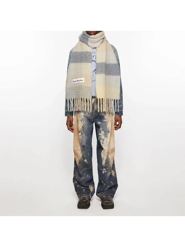 Check Mohair Muffler Vanilla Beige Lavender - ACNE STUDIOS - BALAAN 6