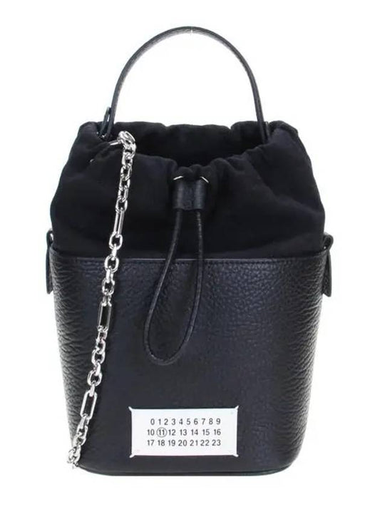 5AC Number Logo Texture Leather Bucket Bag Black - MAISON MARGIELA - BALAAN 2