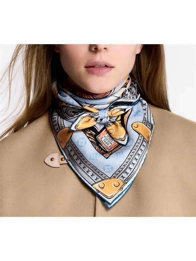 LV Library Square 70 Scarf Blue - LOUIS VUITTON - BALAAN 4