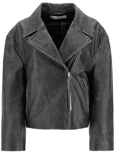 padded sand-colored leather jacket - ACNE STUDIOS - BALAAN 1