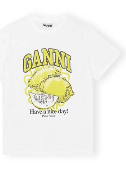 Relaxed Lemon T-Shirt Bright White - GANNI - BALAAN 2