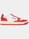 Men's Medalist Low Leather Sneakers White Red - AUTRY - BALAAN 4