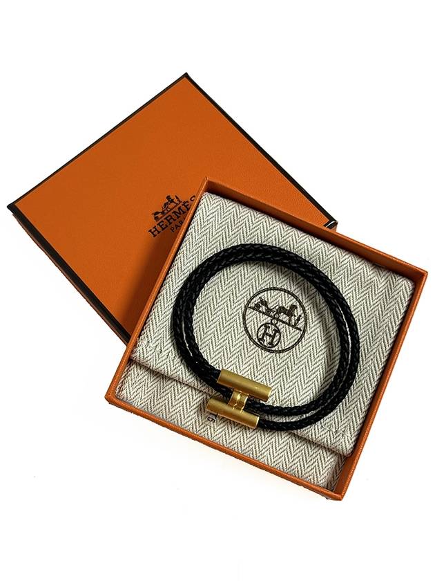 Tunis Tresse Gold Bracelet Noir - HERMES - BALAAN 2