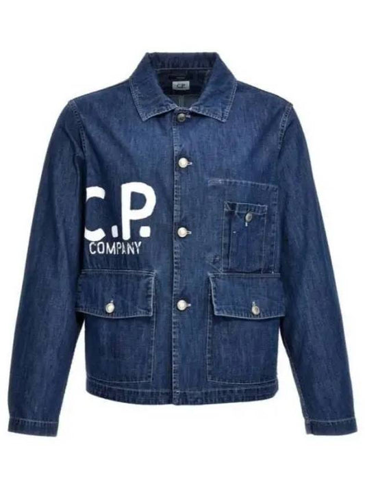 Logo Print Denim Jacket Blue - CP COMPANY - BALAAN 2