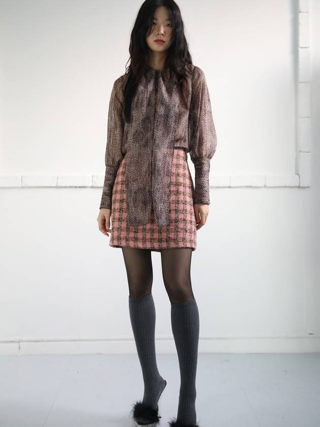 Gingham Tweed A-Line SkirtPink - SORRY TOO MUCH LOVE - BALAAN 1