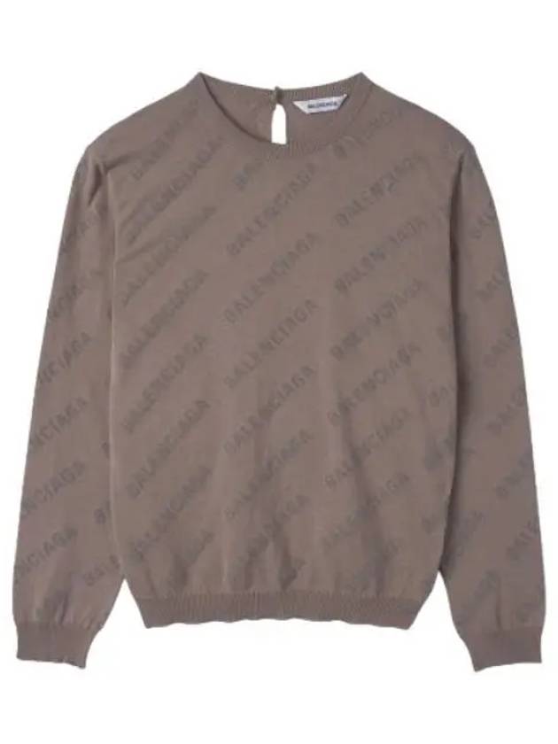 Allover Logo Pattern Knit Top Dark Beige - BALENCIAGA - BALAAN 2