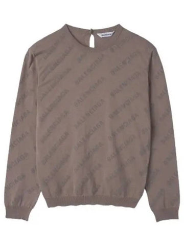 All over logo crop knit beige - BALENCIAGA - BALAAN 1