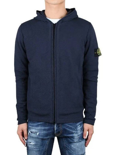 Wappen Patch Stocking Stitch Cotton Nylon Zip Up Hoodie Navy - STONE ISLAND - BALAAN 2