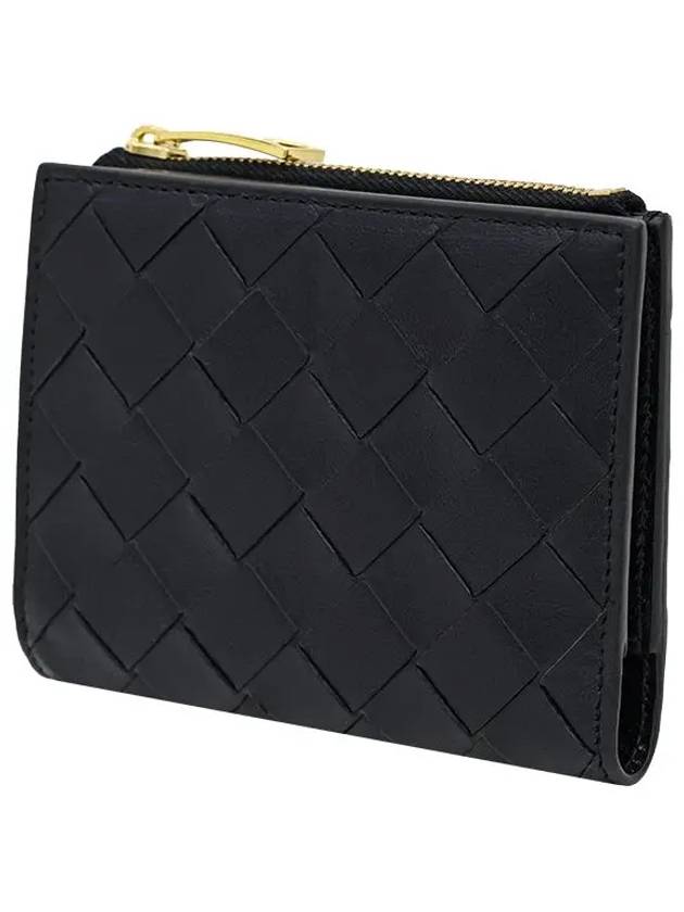 Intrecciato Zipper Small Half Wallet Black - BOTTEGA VENETA - BALAAN 4